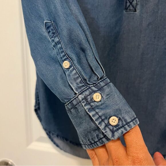 a new day Women's Chambray Popover Shirt Size Small 100% Lyocell Tunic Length - Picture 5 of 11